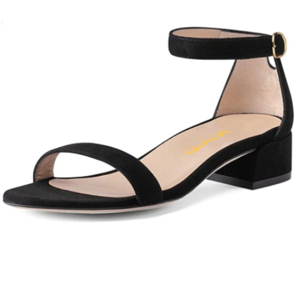 XYD Open Toe Strappy Low Block Heel Sandal Pumps Ankle Strap Shoes